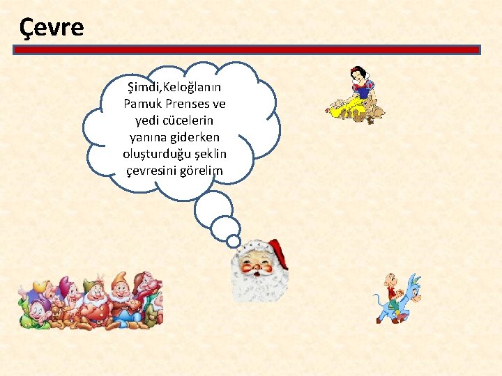 Çevre Şimdi, Keloğlanın Pamuk Prenses ve yedi cücelerin yanına giderken oluşturduğu şeklin çevresini görelim