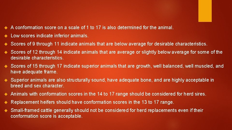  A conformation score on a scale of 1 to 17 is also determined