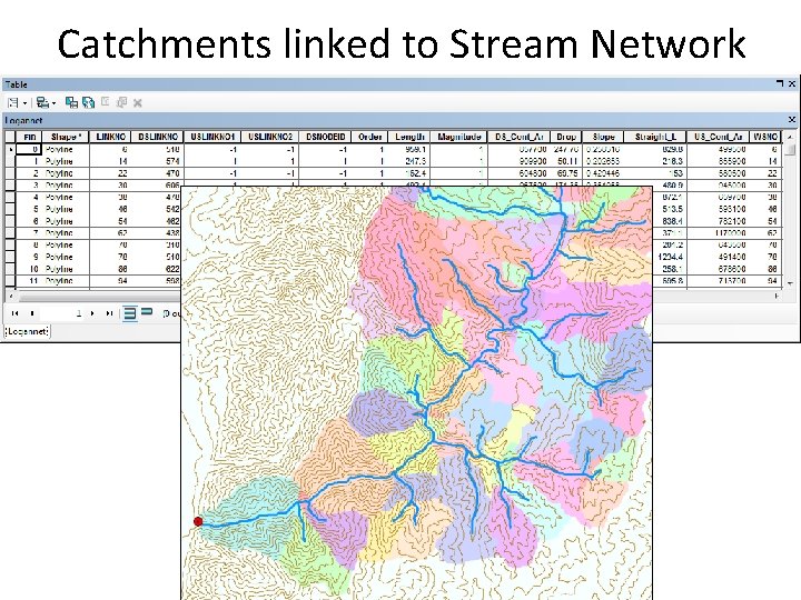 Catchments linked to Stream Network 