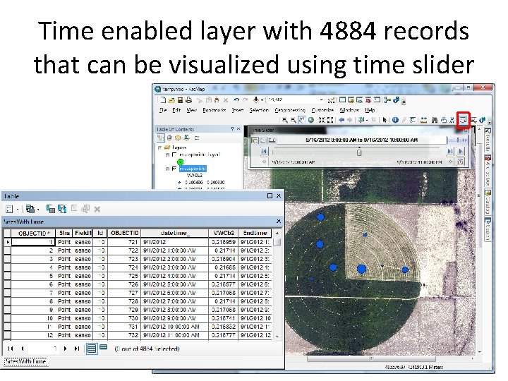 Time enabled layer with 4884 records that can be visualized using time slider 