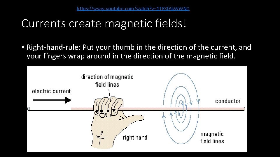 https: //www. youtube. com/watch? v=1 TKSf. Ak. WWN 0 Currents create magnetic fields! •