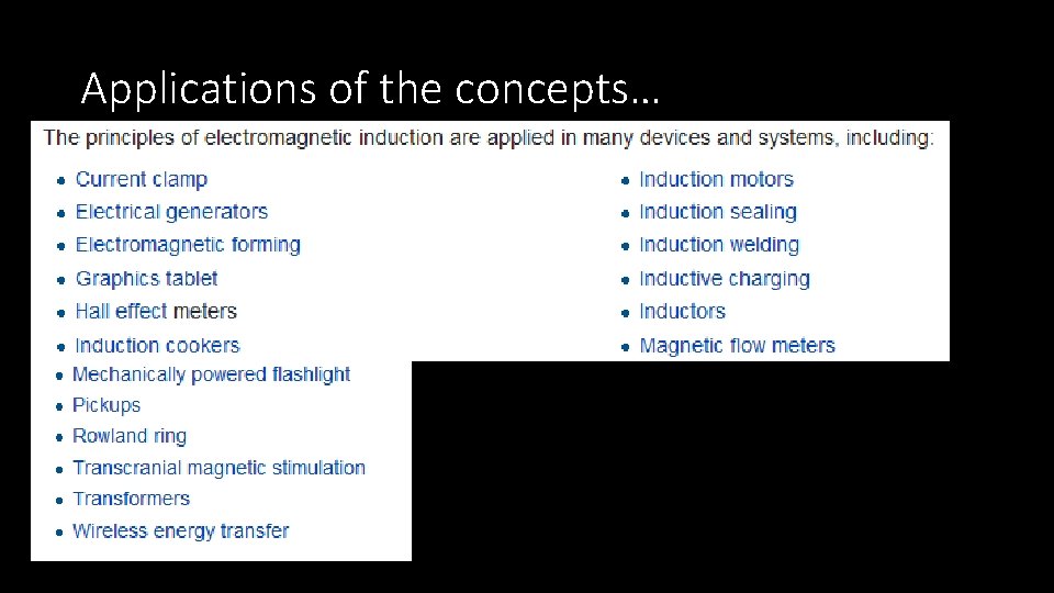 Applications of the concepts… 