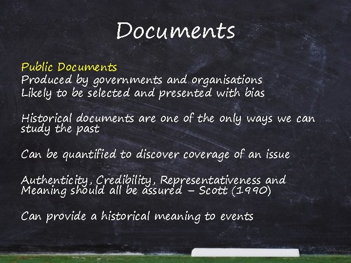 Documents Public Documents Produced by governments and organisations Likely to be selected and presented