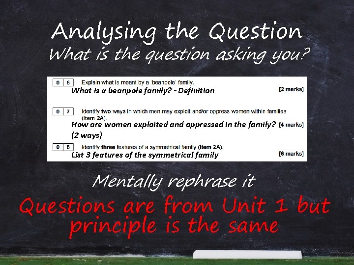 Analysing the Question What is the question asking you? What is a beanpole family?