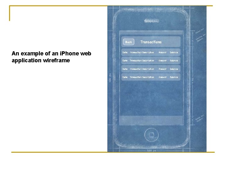 An example of an i. Phone web application wireframe 
