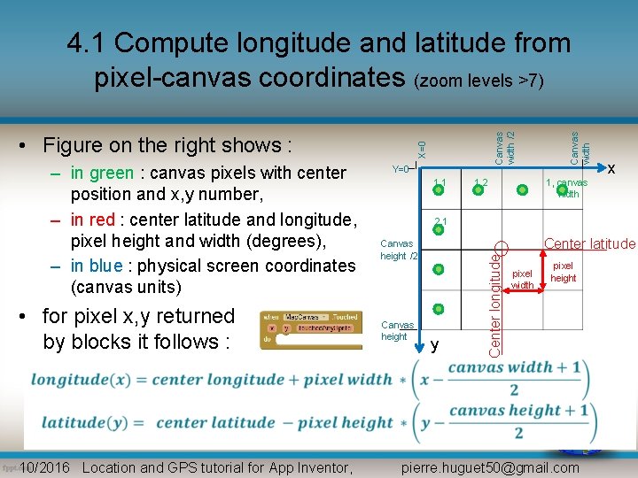  • for pixel x, y returned by blocks it follows : 10/2016 Location