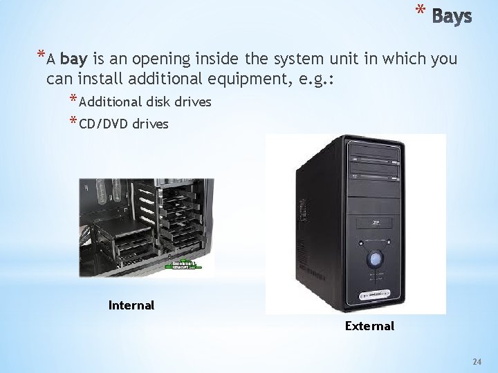 * *A bay is an opening inside the system unit in which you can