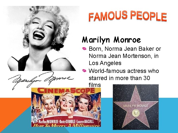 Marilyn Monroe Born, Norma Jean Baker or Norma Jean Mortenson, in Los Angeles World-famous
