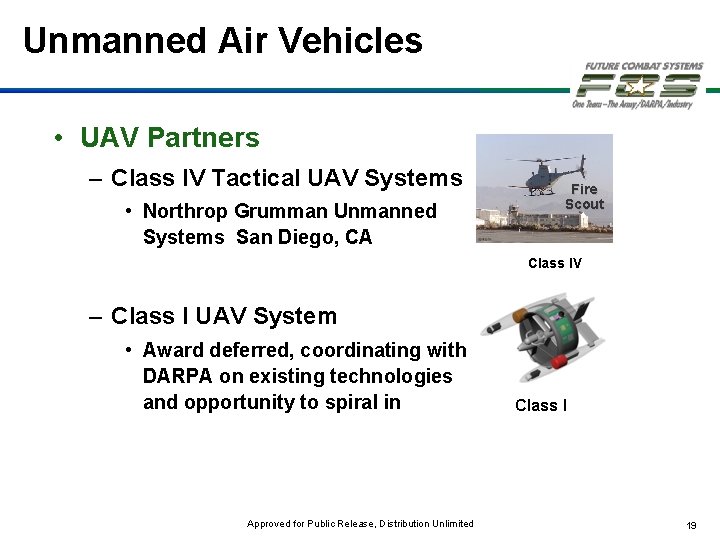 Unmanned Air Vehicles • UAV Partners – Class IV Tactical UAV Systems • Northrop