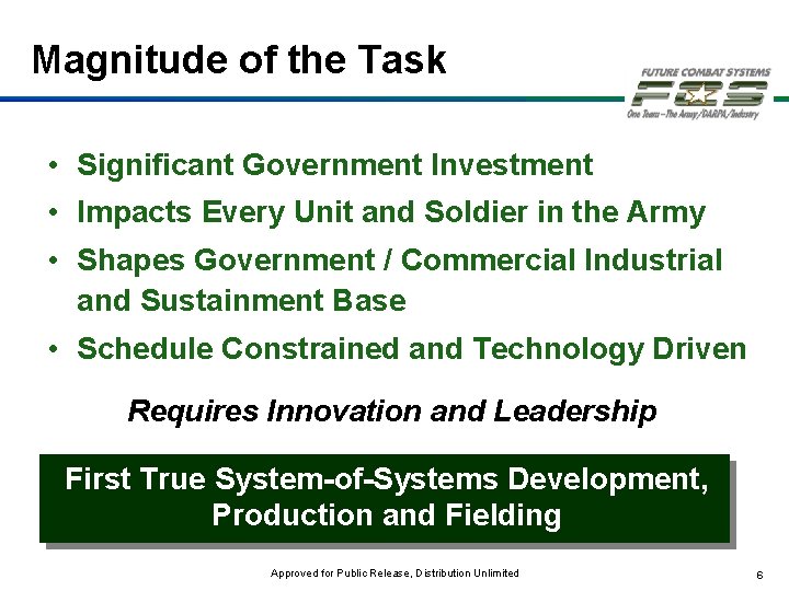 Magnitude of the Task • Significant Government Investment • Impacts Every Unit and Soldier