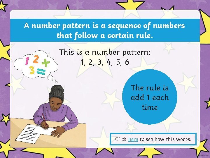 A number pattern is a sequence of numbers that follow a certain rule. This