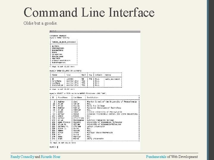 Command Line Interface Oldie but a goodie. Randy Connolly and Ricardo Hoar Fundamentals of