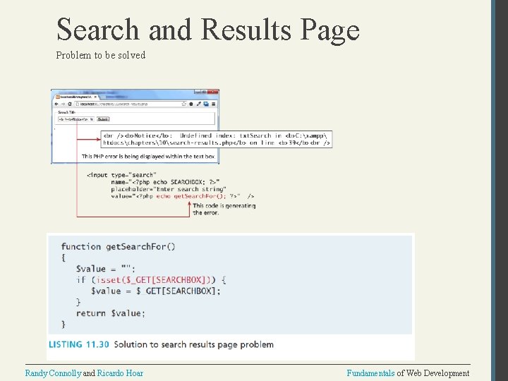 Search and Results Page Problem to be solved Randy Connolly and Ricardo Hoar Fundamentals