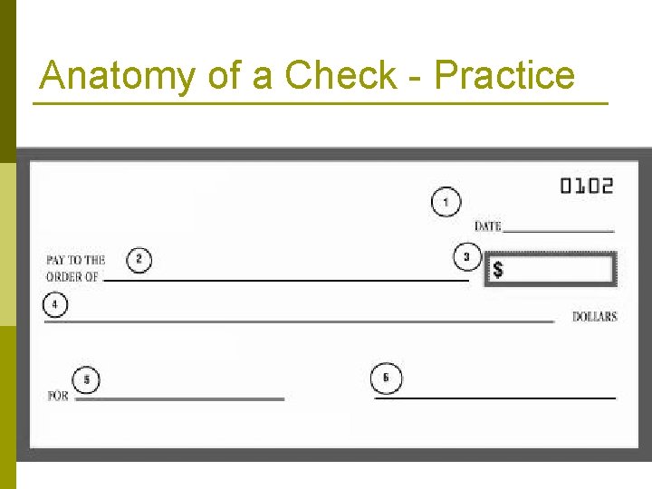 Anatomy of a Check - Practice 