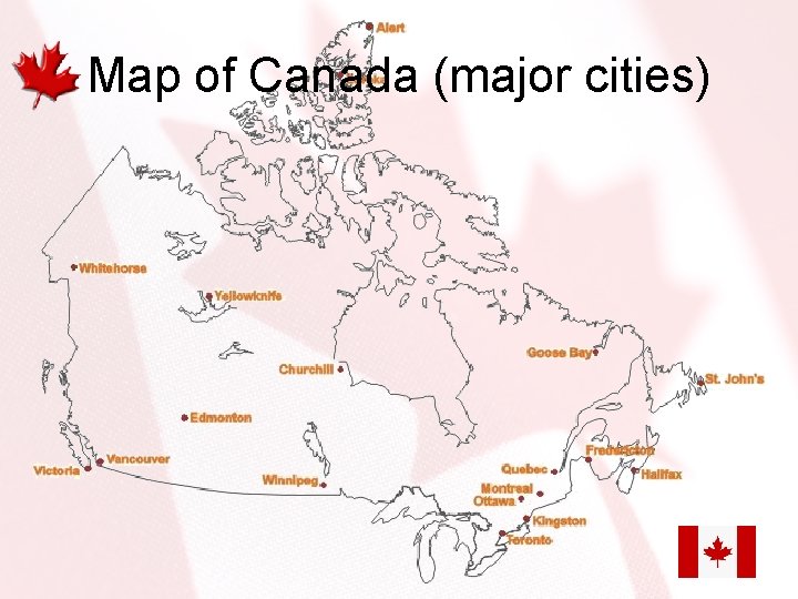 Map of Canada (major cities) 