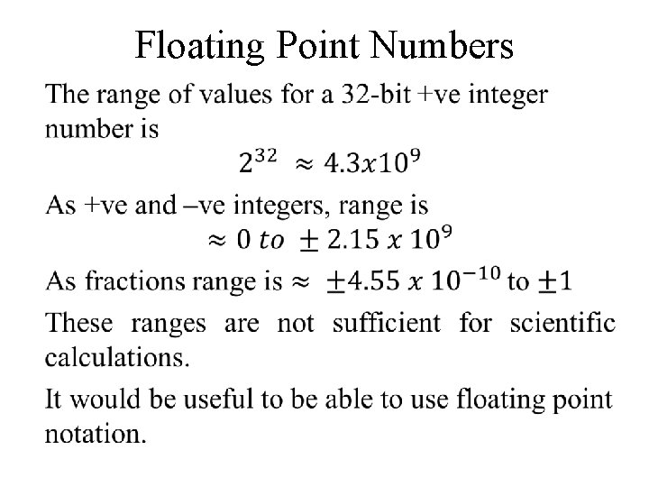 Floating Point Numbers • 