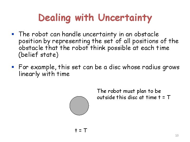 Dealing with Uncertainty § The robot can handle uncertainty in an obstacle position by