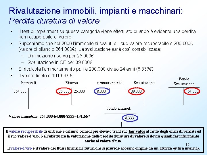 Rivalutazione immobili, impianti e macchinari: Perdita duratura di valore • • Il test di