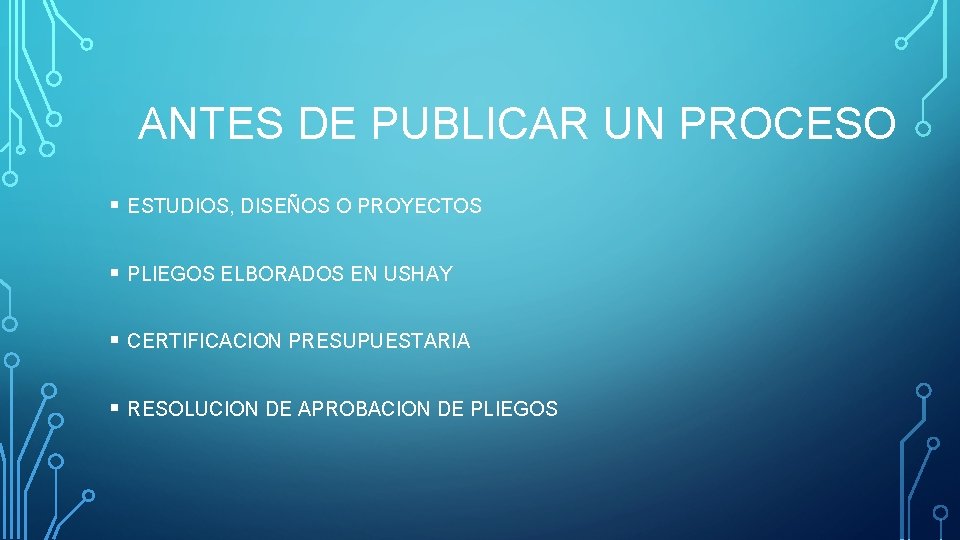 ANTES DE PUBLICAR UN PROCESO § ESTUDIOS, DISEÑOS O PROYECTOS § PLIEGOS ELBORADOS EN