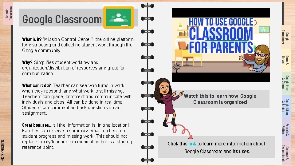 Google Classroom What is it? “Mission Control Center”- the online platform for distributing and