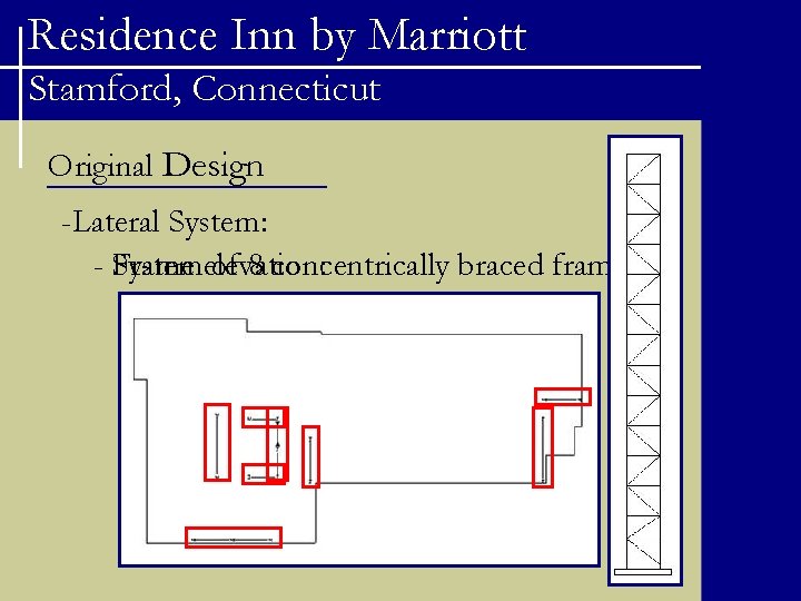 Residence Inn by Marriott Stamford, Connecticut Original Design -Lateral System: - Frame Systemelevation: of