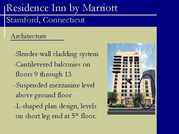 Residence Inn by Marriott Stamford, Connecticut Architecture -Slender-wall cladding system -Cantilevered balconies on floors