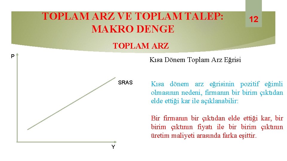 TOPLAM ARZ VE TOPLAM TALEP: MAKRO DENGE 12 TOPLAM ARZ P Kısa Dönem Toplam