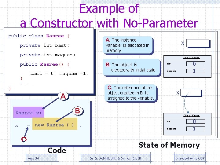 Example of a Constructor with No-Parameter public class Kasree { A. The instance private Example of a Constructor with No-Parameter public class Kasree { A. The instance private