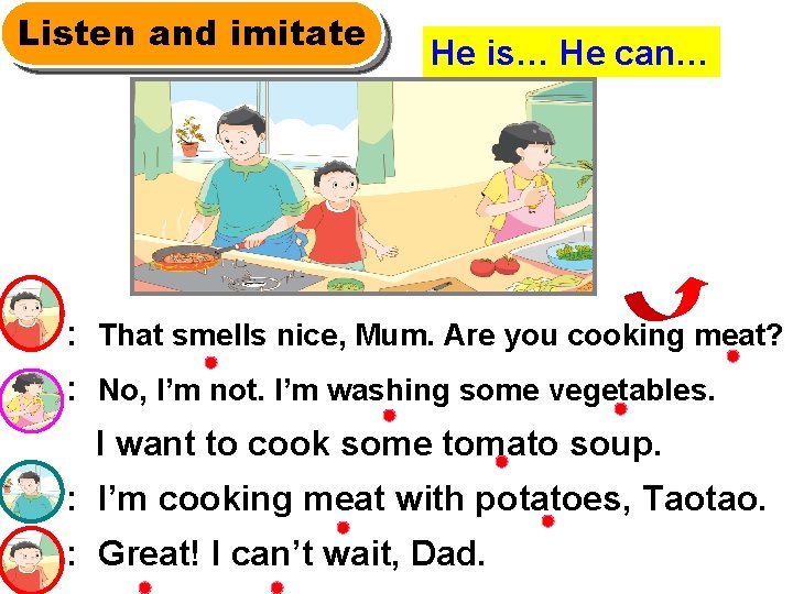 Listen and imitate He is… He can… : That smells nice, Mum. Are you