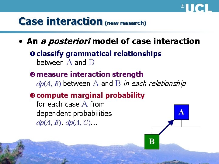 Case interaction (new research) • An a posteriori model of case interaction classify grammatical