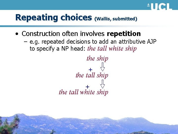 Repeating choices (Wallis, submitted) • Construction often involves repetition – e. g. repeated decisions