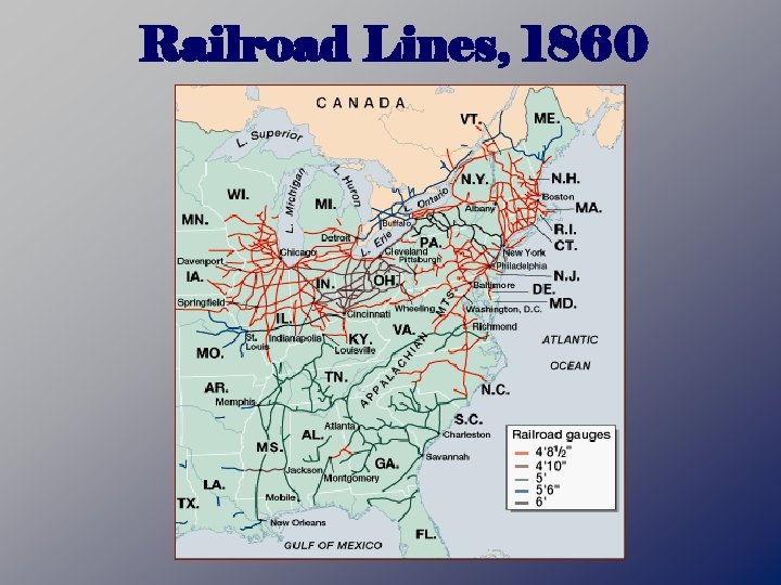 Railroad Lines, 1860 