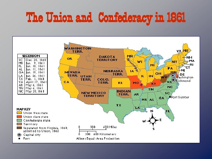 The Union and Confederacy in 1861 