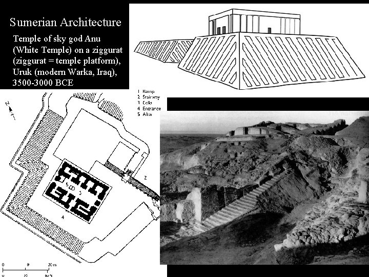 Sumerian Architecture Temple of sky god Anu (White Temple) on a ziggurat (ziggurat =