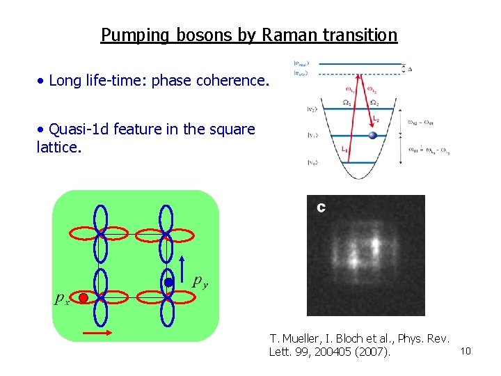 Pumping bosons by Raman transition • Long life-time: phase coherence. • Quasi-1 d feature