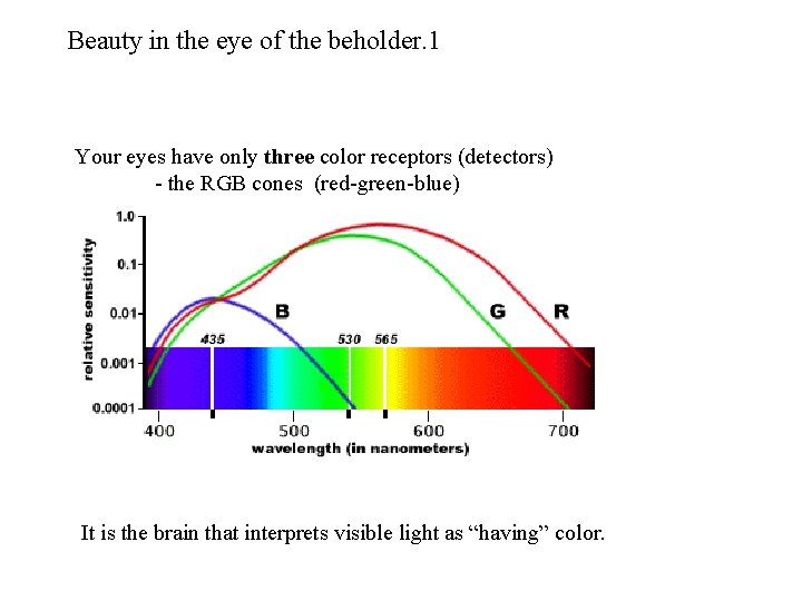 Beauty in the eye of the beholder. 1 Your eyes have only three color