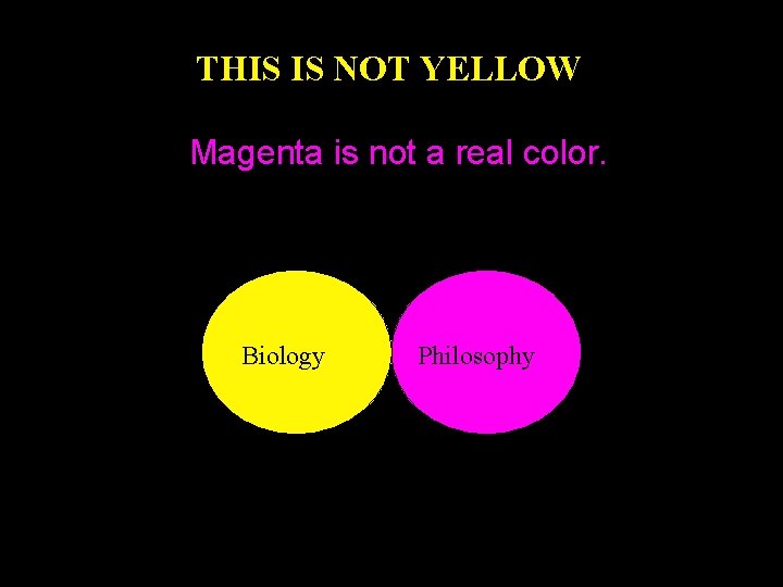 THIS IS NOT YELLOW Magenta is not a real color. Biology Philosophy 