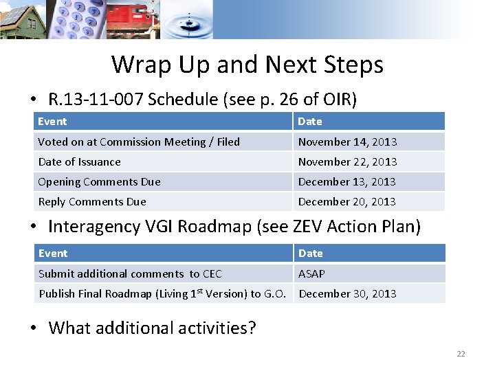 Wrap Up and Next Steps • R. 13 -11 -007 Schedule (see p. 26