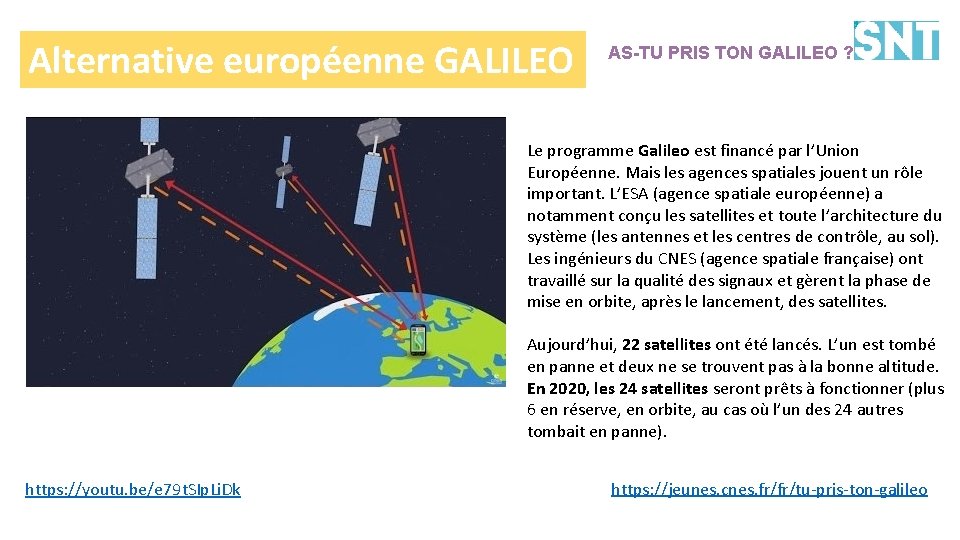 Alternative européenne GALILEO AS-TU PRIS TON GALILEO ? Le programme Galileo est financé par