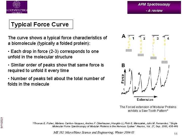 AFM Spectroscopy - A review Typical Force Curve The curve shows a typical force