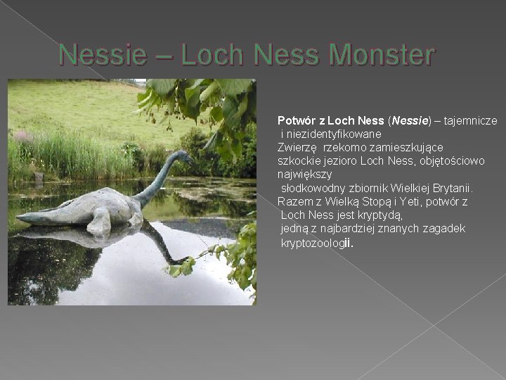 Nessie – Loch Ness Monster Potwór z Loch Ness (Nessie) – tajemnicze i niezidentyfikowane