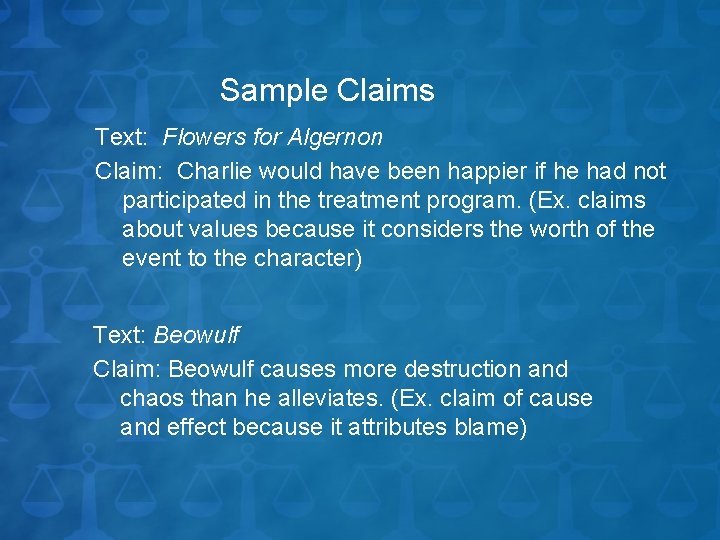 Sample Claims Text: Flowers for Algernon Claim: Charlie would have been happier if he