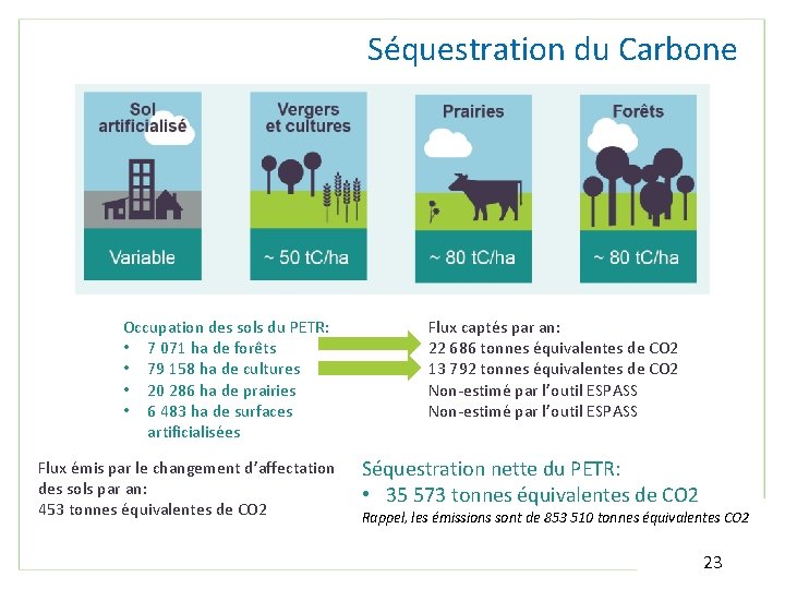 Séquestration du Carbone Occupation des sols du PETR: • 7 071 ha de forêts