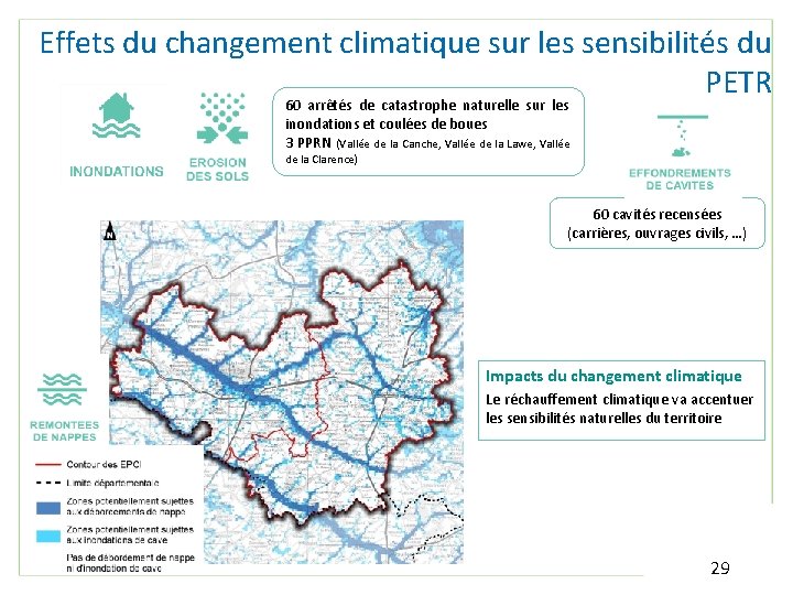 Effets du changement climatique sur les sensibilités du PETR 60 arrêtés de catastrophe naturelle