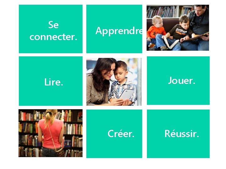 Se connecter. Apprendre. Jouer. Lire. Créer. Réussir. 