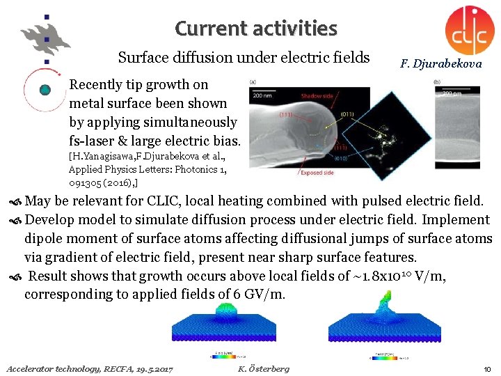 1 2 / 0 1 / 2 0 2 2 Current activities Surface diffusion