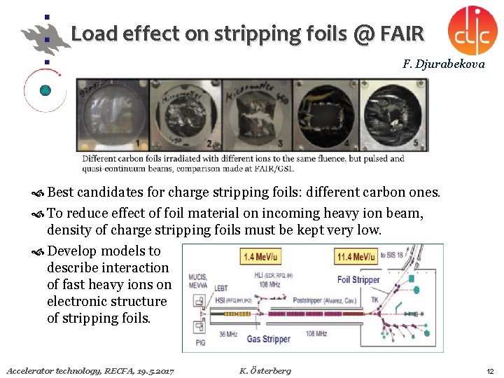 Load effect on stripping foils @ FAIR F. Djurabekova Best candidates for charge stripping