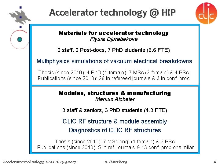 Accelerator technology @ HIP Multiphysics simulations of Materials for accelerator technology Flyura Djurabekova onset