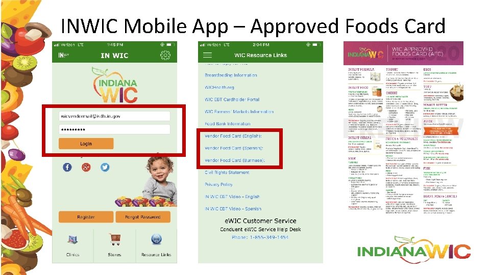 INWIC Mobile App – Approved Foods Card 