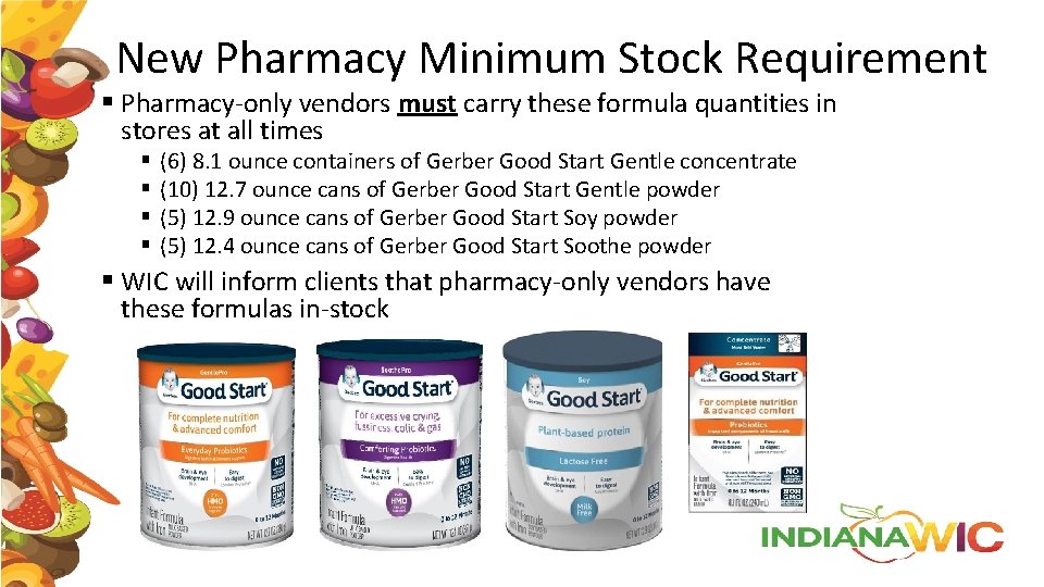 New Pharmacy Minimum Stock Requirement § Pharmacy-only vendors must carry these formula quantities in